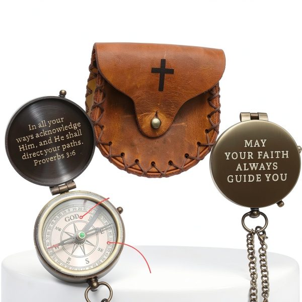Christian Faith Compass Brass Baptism Gift for Boys-1