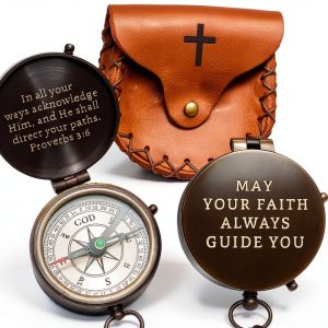 Christian Faith Compass Brass Baptism Gift for Boys-0