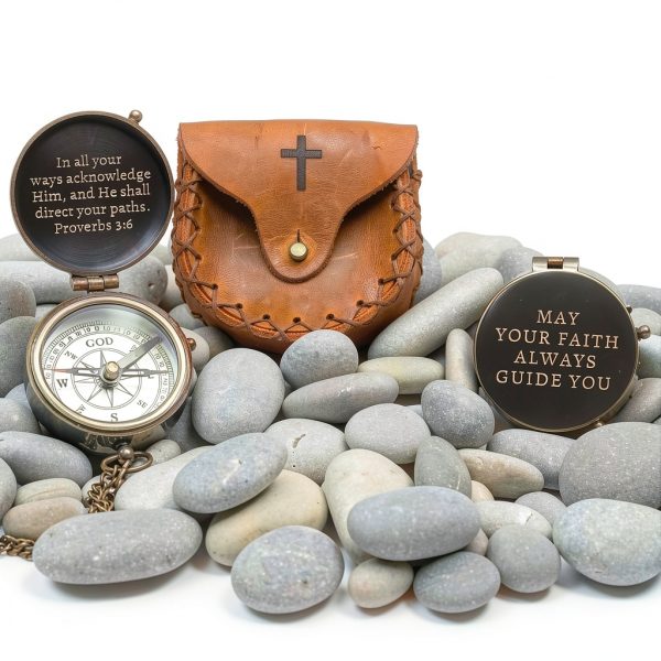 Christian Faith Compass Brass Baptism Gift for Boys-7